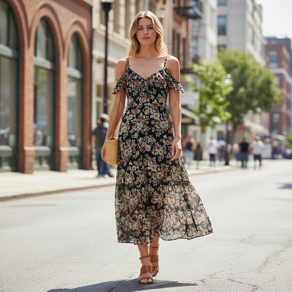 Pins & Needles Black Floral Mesh Dress
New